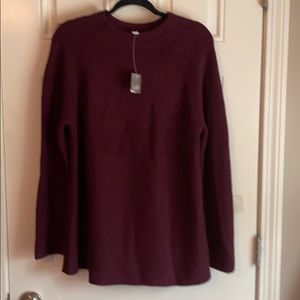 Burgundy wool-blend sweater.